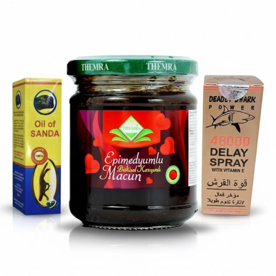 (Big Offer Of The Day ) - 1 Pc TURKISH MACUN + 1 Pc  FREE OIL OF SANDA + 1 Pc 48000 DELAY SPRAY